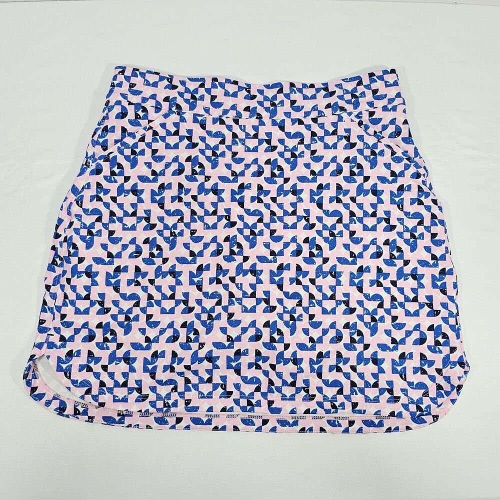 Peter Millar Womens Small Alice Geometric Petal Hem 16" Golf Skort Pink Blue